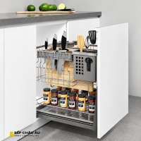 Giá Dao Thớt Nan Dẹt Inox Mờ EUROGOLD 304 – Ray Giảm Chấn