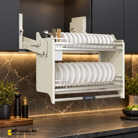 Giá Bát Di Động Nan Dẹt EUROGOLD Inox 304 – Khung Trắng