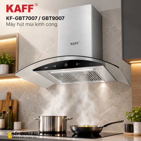 Máy Hút Mùi Kính Cong KAFF KF-GBT7007 / KF-GBT9007 Cảm Ứng Vẫy Tay Booster 1500m³/h