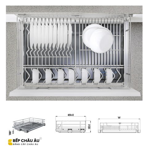 Giá Bát Đĩa Nan Oval Đa Năng Âm Tủ EUROGOLD Inox 304 – Gắn Cánh, Ray Giảm Chấn