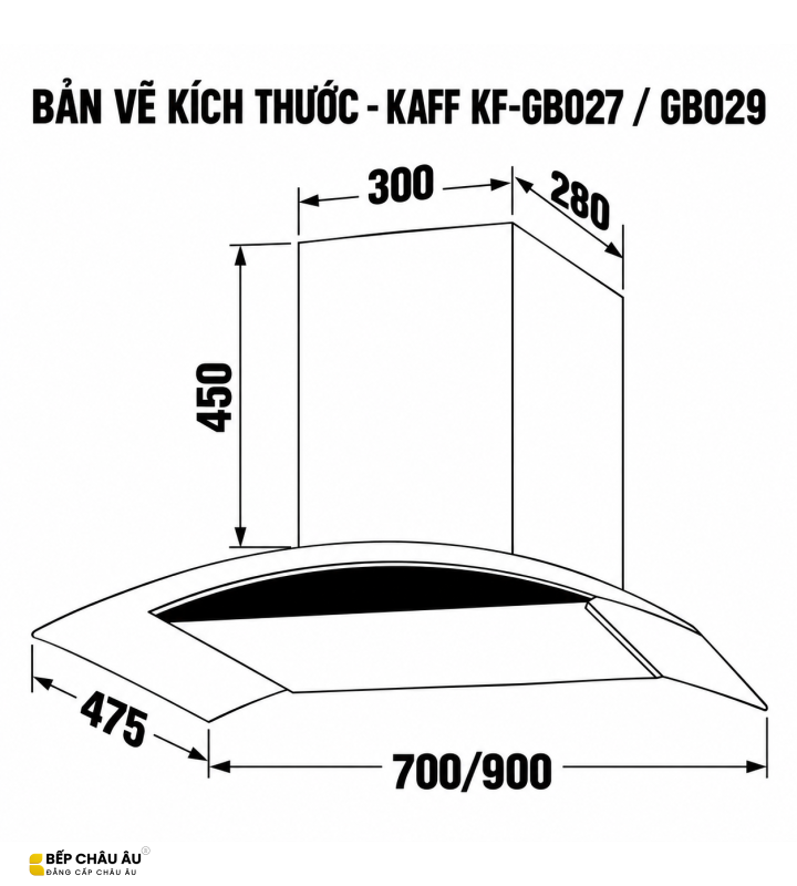 Máy Hút Mùi Kính Cong KAFF KF-GB027 / KF-GB029 Cảm Ứng 1000m³/h