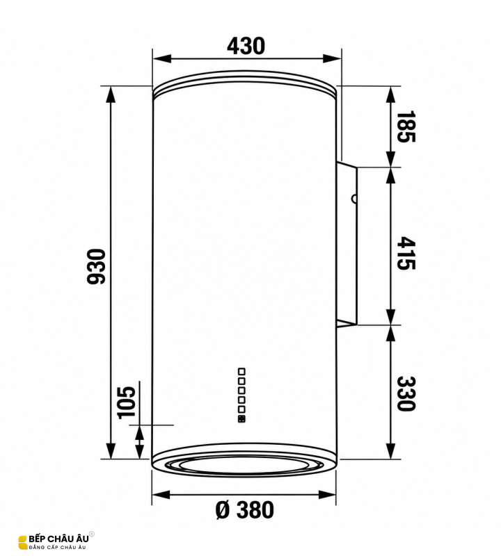 Máy Hút Mùi KAFF KF-WL2038B Hình Trụ Tròn Áp Tường BLDC 1000m³/h
