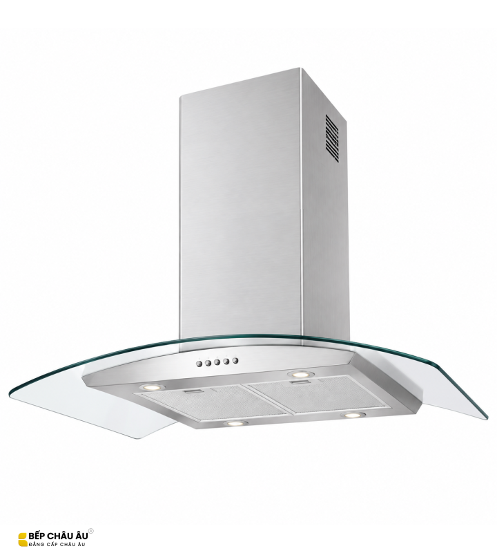 Máy Hút Mùi Đảo KAFF KF-IS90GH Kính Cong Inox 90cm, Công Suất 1200m³/h