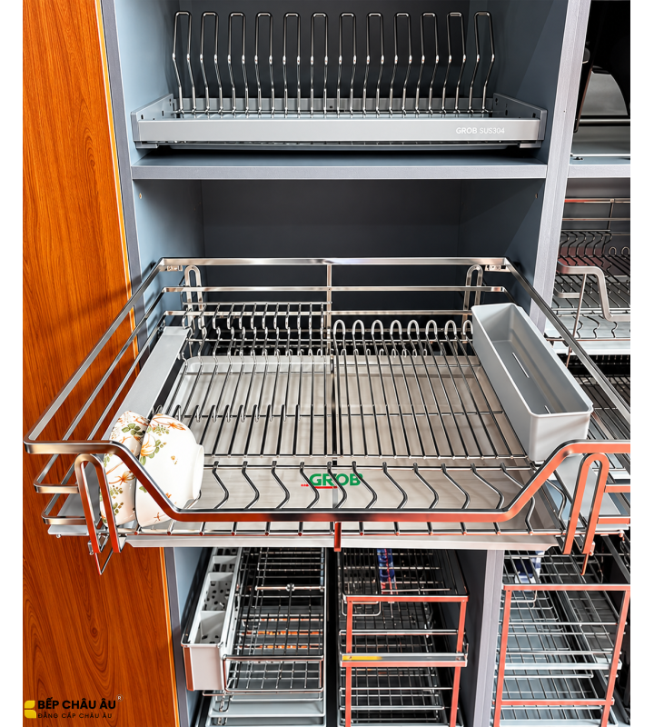 Kệ Đựng Bát Đĩa Mix Oval Inox 304 GROB
