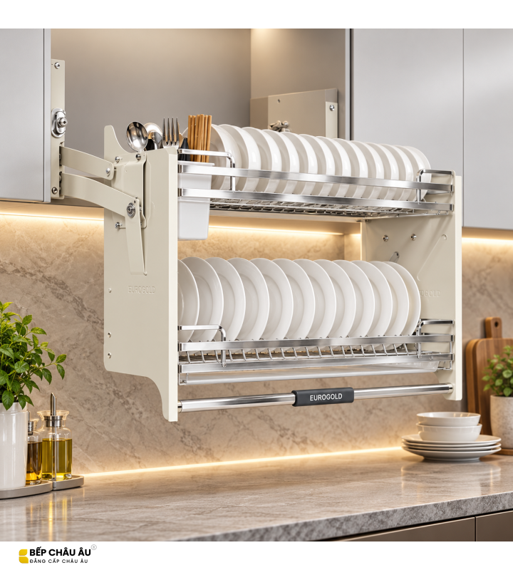 Giá Bát Di Động Nan Dẹt EUROGOLD Inox 304 – Khung Trắng