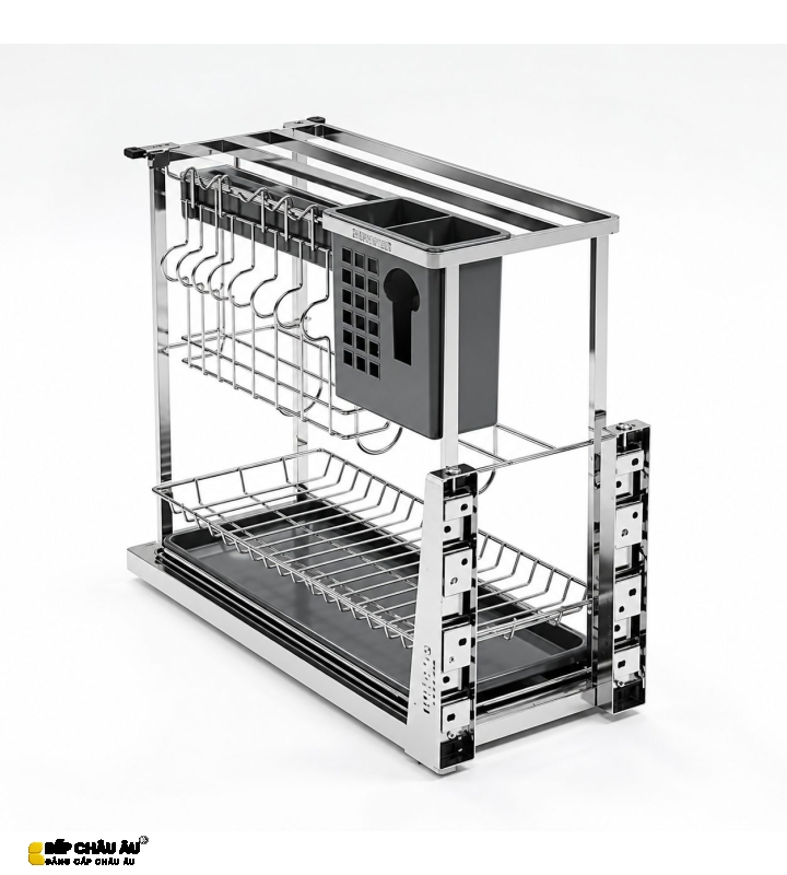 Giá Dao Thớt Nan Dẹt Inox Mờ EUROGOLD 304 – Hệ Dẫn Hướng Chống Rung