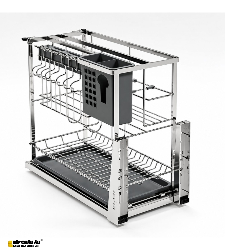 Giá Dao Thớt Nan Dẹt Inox Mờ EUROGOLD 304 – Hệ Dẫn Hướng Chống Rung