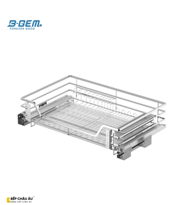GIÁ BÁT ĐĨA NAN DẸT INOX 304 CAO CẤP, HỆ DẪN HƯỚNG CHỐNG RUNG BGKC02A