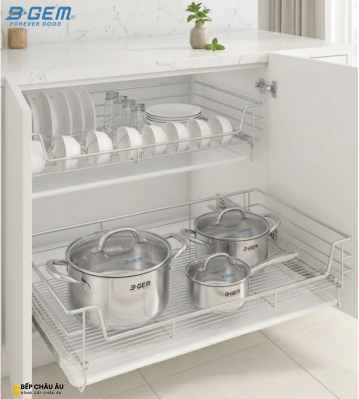 GIÁ XOONG NỒI NAN DẸT INOX 304 CAO CẤP, HỆ DẪN HƯỚNG CHỐNG RUNG BGKC02B