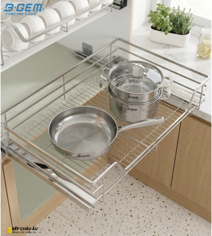 GIÁ XOONG NỒI NAN DẸT INOX 304 CAO CẤP, HỆ DẪN HƯỚNG CHỐNG RUNG BGKC02B