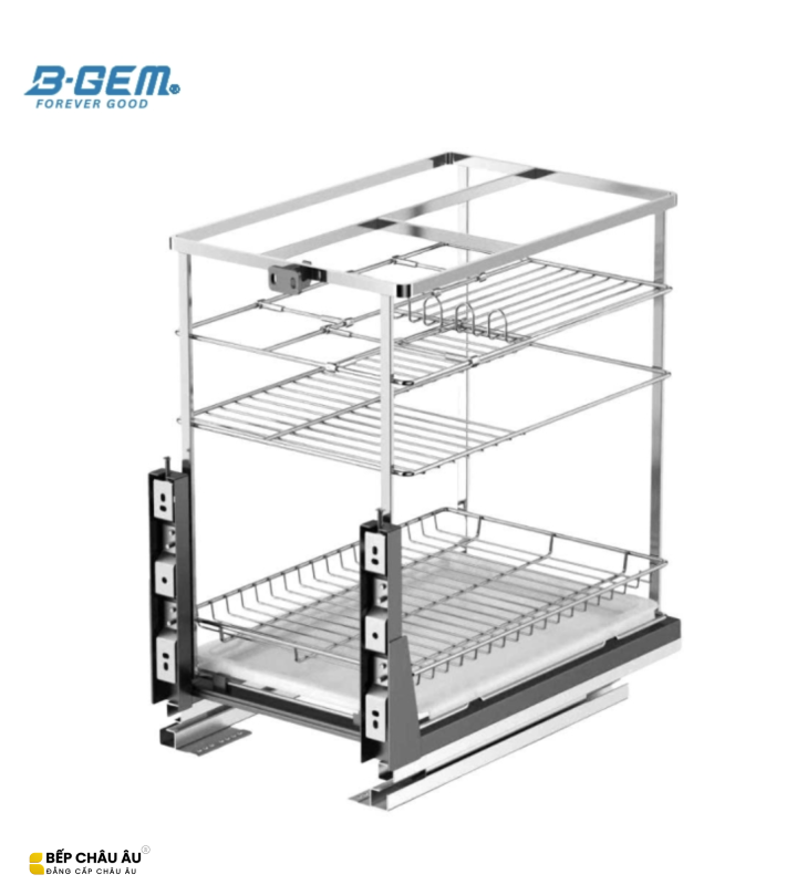 KỆ GIA VỊ NAN DẸT INOX 304 RAY GIẢM CHẤN BGKGV01