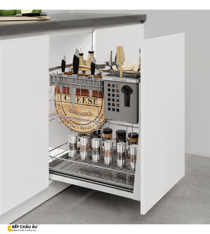 Giá Dao Thớt Nan Dẹt Inox Mờ EUROGOLD 304 – Hệ Dẫn Hướng Chống Rung